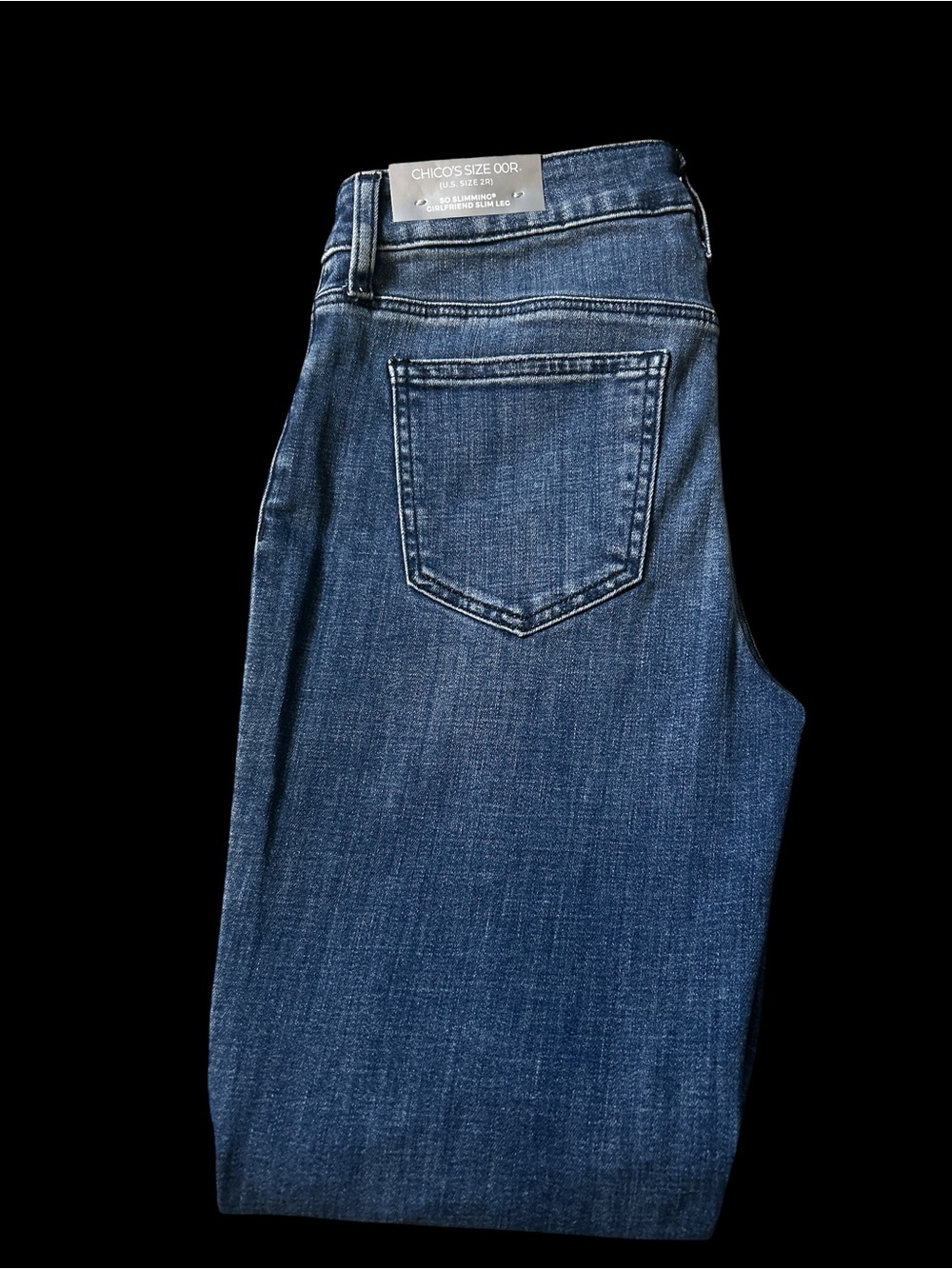 Chico's Dark Blue Denim Jeans Girlfriend Slim Leg size 2R